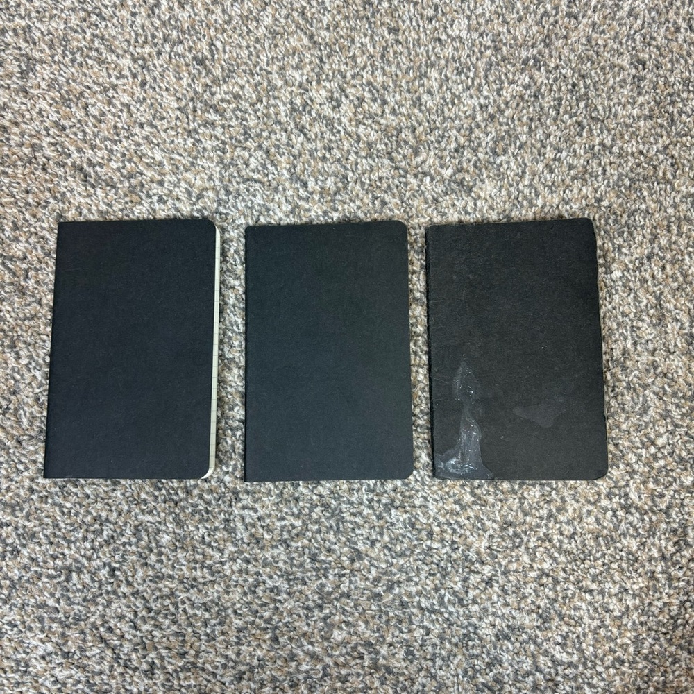 Lot of 3 small black lined moleskin 30 page notebooks